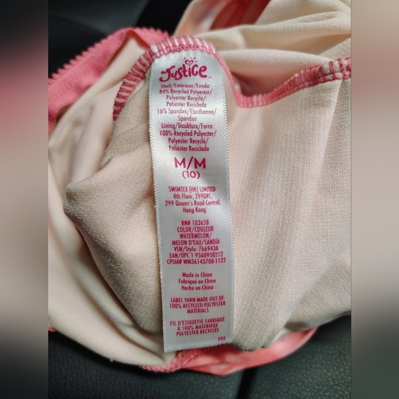 Justice Kids' Pink and Yellow Tie-Dye Rashguard Swimsuit - Picture 3 of 3